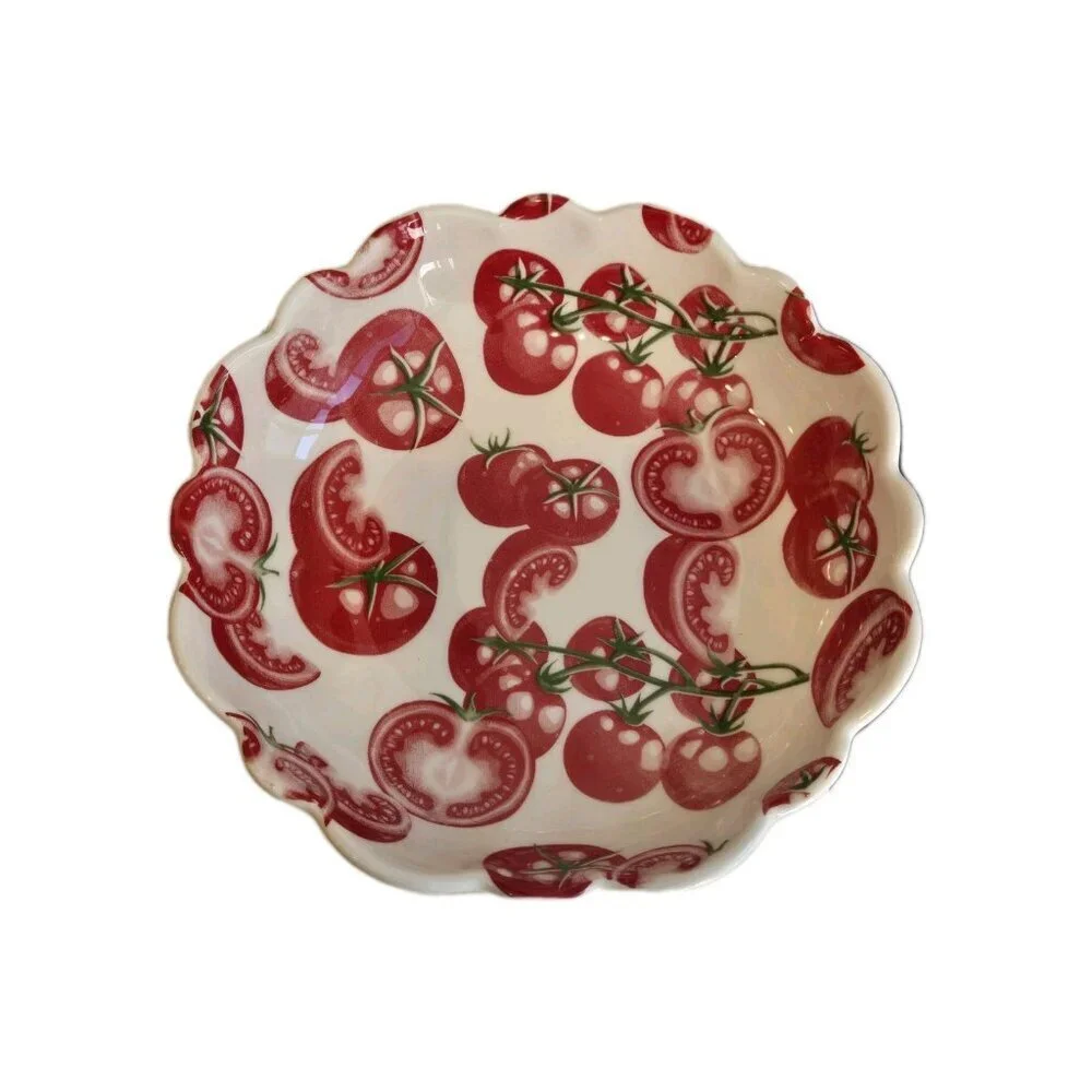 New Chef Sliced Red Tomato On Vine Ceramic Salad Serving Bowl Mothers Day Gift